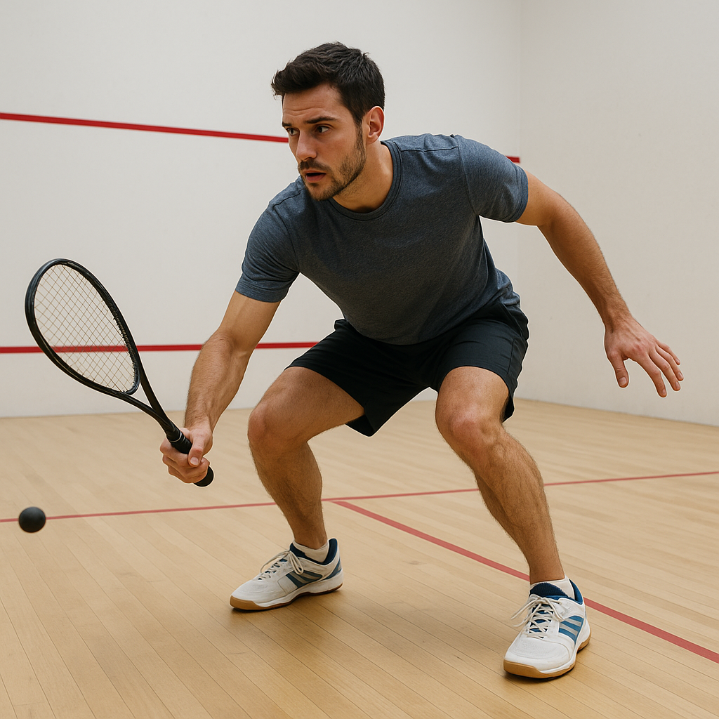 Choisir ses chaussures squash : les critères essentiels pour éviter les erreurs 3 Appuis latéraux d’un joueur de squash avec chaussures adaptées