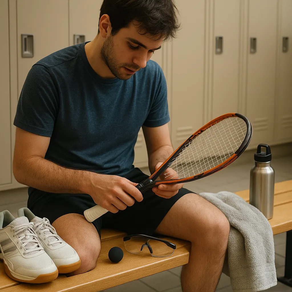 Équipement squash débutant : la checklist complète pour bien s’équiper 2 Checklist équipement squash débutant avec raquette, chaussures et accessoires