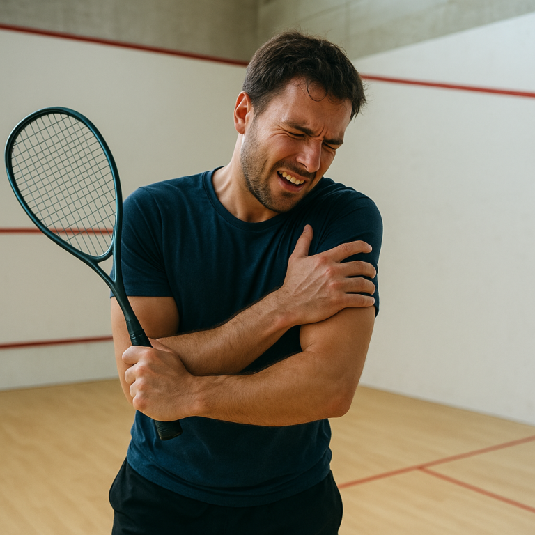 Douleur à l’épaule au squash : comprendre, soulager et prévenir