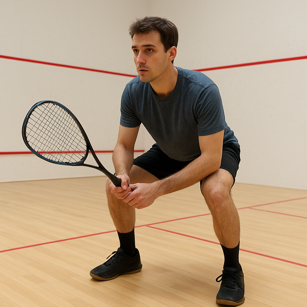 Position de base au squash pour débutant