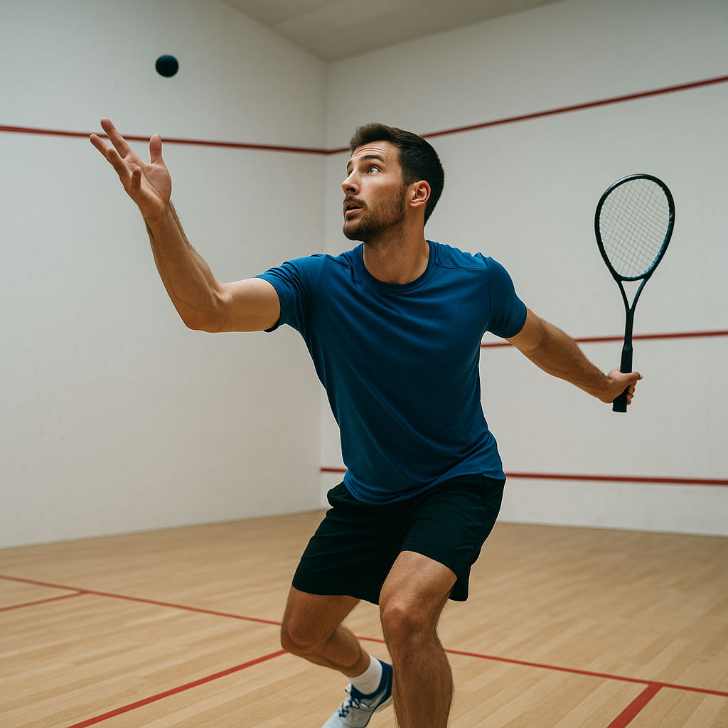 Règles du squash : tout comprendre avant de jouer 2 Service au squash dans un court intérieur
