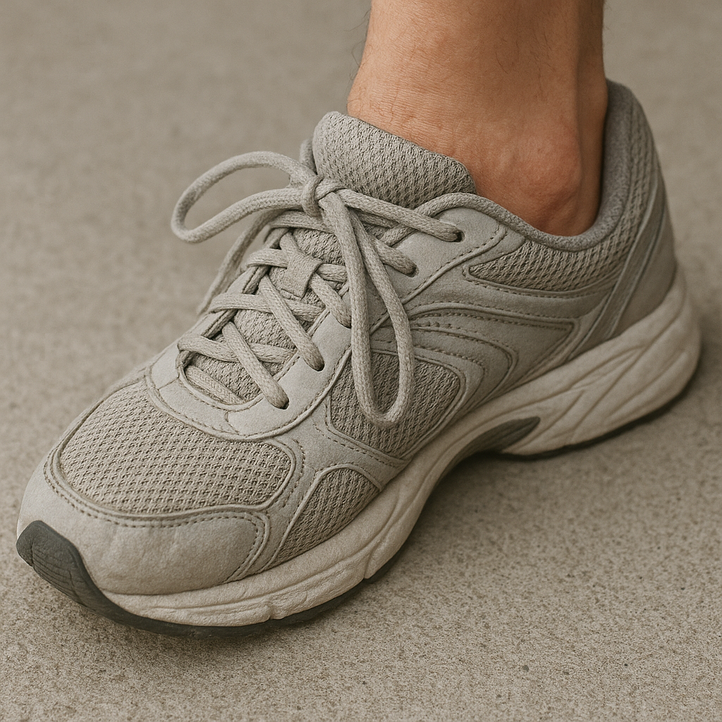 Chaussure trop serrée pouvant provoquer des picotements au pied gauche